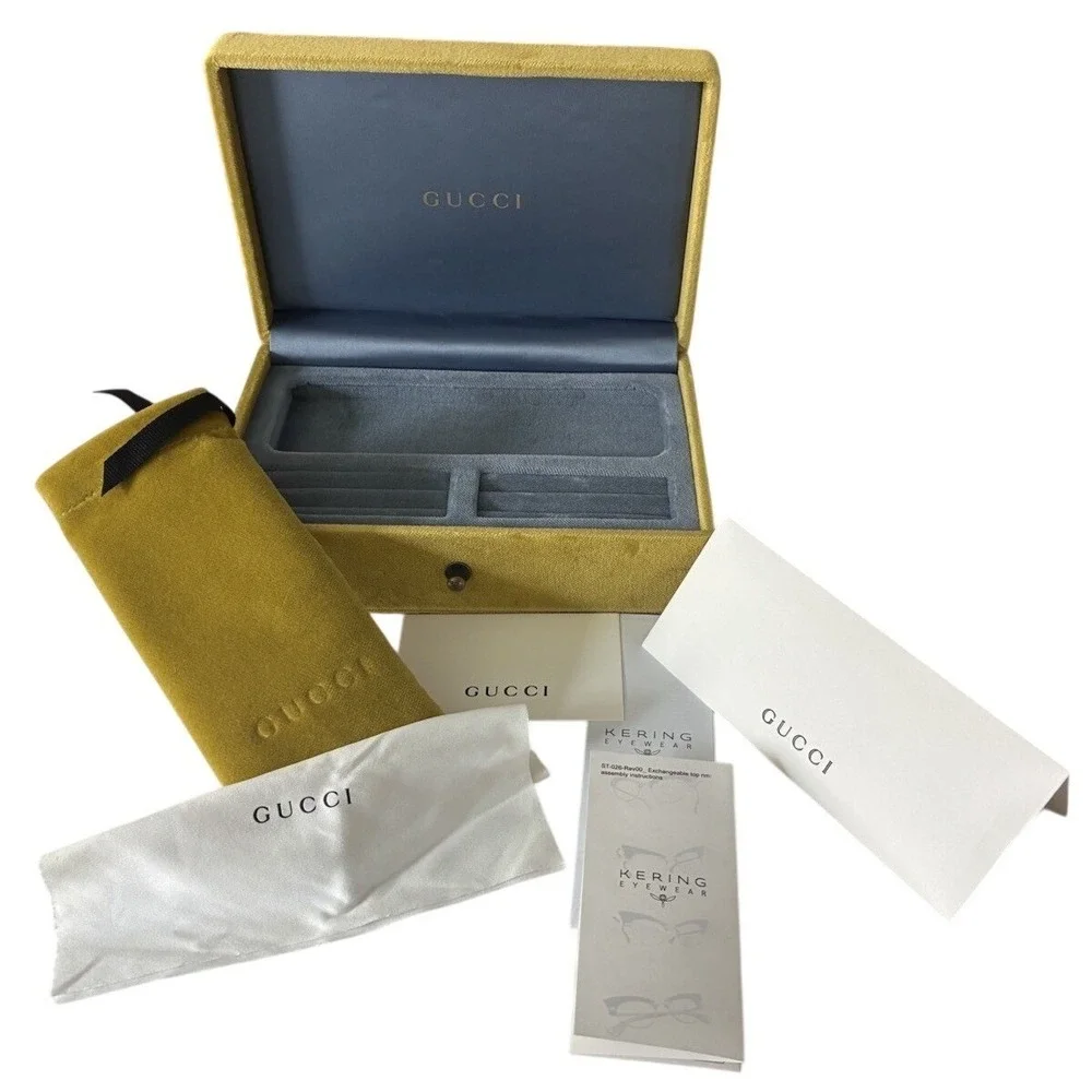 Gucci Box Dust Bag Chartreuse For Exchangeable Top Rim Glasses‎ Jewelry 7.5x5x3